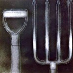 1980s0 Pitchfork, 1984, Paint, pencil, ink on paper 14” x 14” 04